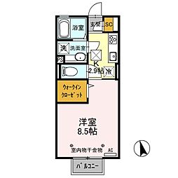D-room思川ブランF 1Kの間取図画像