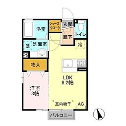 サフィール 1LDKの間取図画像