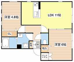 サンビレッジカシオペアC 2LDKの間取図画像