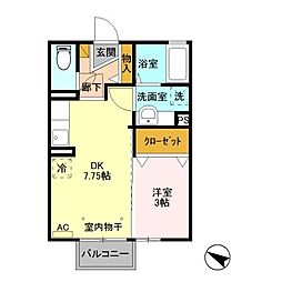 アマランス 1DKの間取図画像