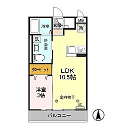 グロース小山 1LDKの間取図画像