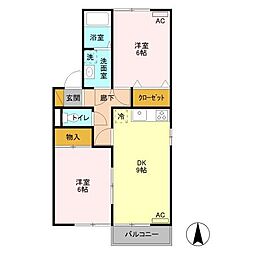 パークサイド 2DKの間取図画像