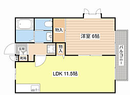 レインバレービレッジB棟 1LDKの間取図画像