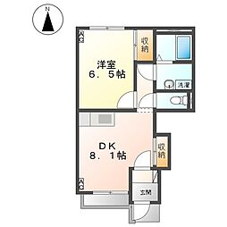 ディアステイ 1DKの間取図画像