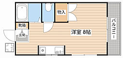 朝日ハイツ ワンルームの間取図画像