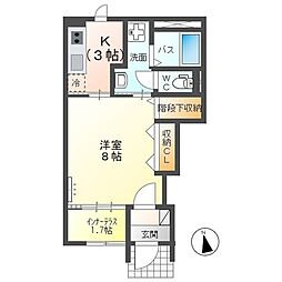 サニープレイス 1Kの間取図画像