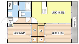 ユーミータウン 2LDKの間取図画像