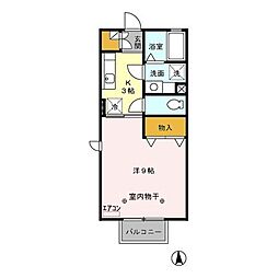 レセンテソルトーレ 1Kの間取図画像
