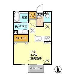 ディアコートエヌ2 ワンルームの間取図画像
