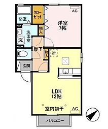 シャトーファミリーハイツF棟 1LDKの間取図画像