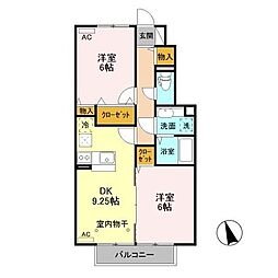 アズーリ 2DKの間取図画像
