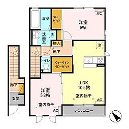 ブランドールC 2LDKの間取図画像