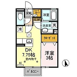 ブレーブスB 1DKの間取図画像