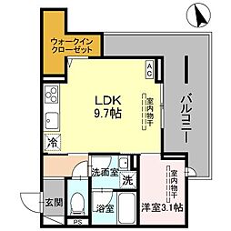TORISIAS三峯 1LDKの間取図画像