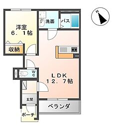 シエルエトワーレ 1LDKの間取図画像