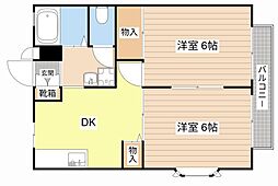 アメニティハイツB 2DKの間取図画像