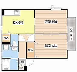 アムール・ヒロ 2DKの間取図画像
