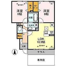 ラ・ペーシュ 2LDKの間取図画像