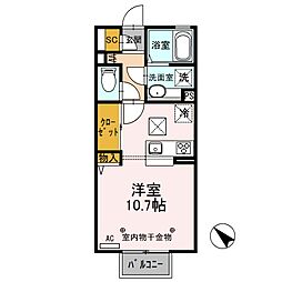 D-room思川ヴィオレD ワンルームの間取図画像