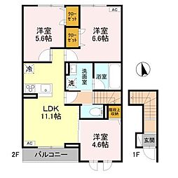 Dブルー・東城南 3LDKの間取図画像