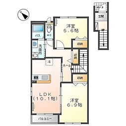 エアフォルク 2LDKの間取図画像