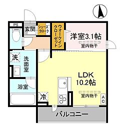ark西城南 1LDKの間取図画像