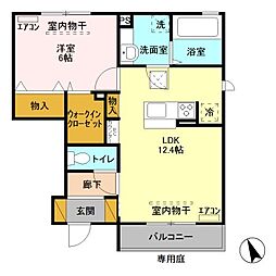 ピーノスミレB 1LDKの間取図画像