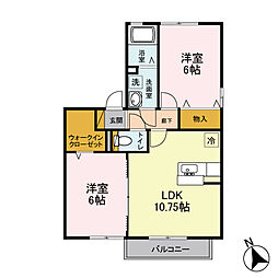 K・フルールB 2LDKの間取図画像