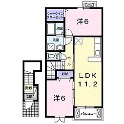 レグルス1 2LDKの間取図画像
