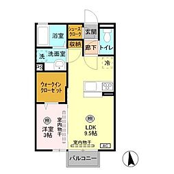アムール 1LDKの間取図画像