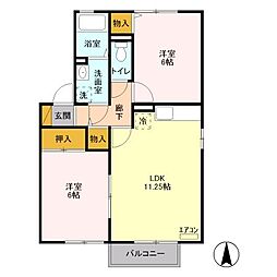 ウィンドワードコートB 2LDKの間取図画像