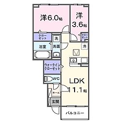 アリビオ 2LDKの間取図画像