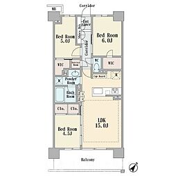 パークホームズ武蔵新城フィールドレジデンス 3LDKの間取図画像