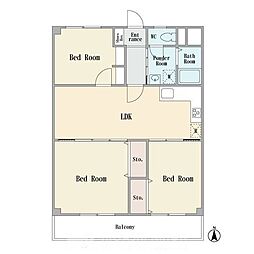 溝の口セントラルマンション 3LDKの間取図画像