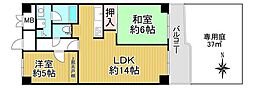 ネオコーポ太秦 2LDKの間取図画像