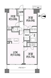 アクス御殿山 3LDKの間取図画像