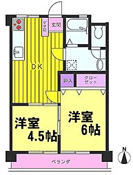 井上ドエル 2DKの間取図画像