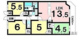 ブラームス高石 4LDKの間取図画像