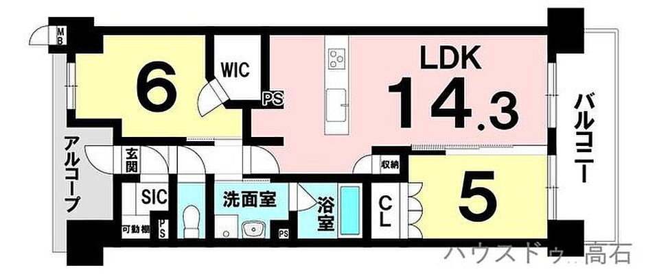 間取り グランドパレス高石 4階/-
