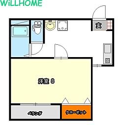 ヴィラ・デステ 1Kの間取図画像