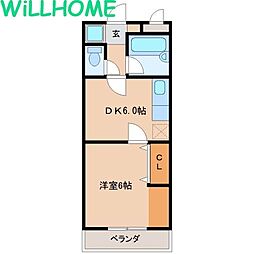 ロイヤルハイツ 1DKの間取図画像