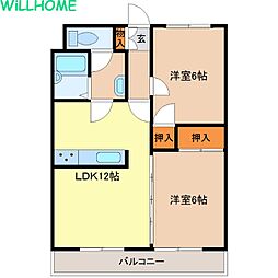 リーゼンラート三葛 2LDKの間取図画像