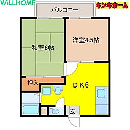 サンシティー今福 2DKの間取図画像