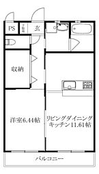 chaleur 1LDKの間取図画像