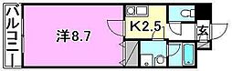 アルカサール清水町 1Kの間取図画像
