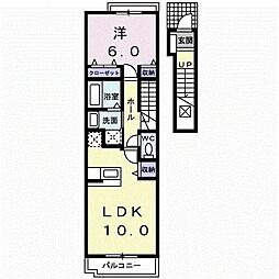 プラシード山越A 1LDKの間取図画像