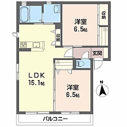 グランマスト古川北A 2LDKの間取図画像