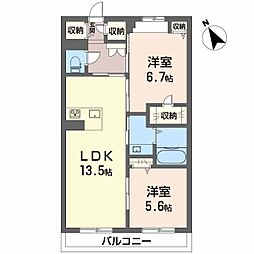 エテルナ・M 2LDKの間取図画像
