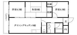 ハイツモンレーブ 3DKの間取図画像