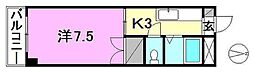 第6井上マンション 1Kの間取図画像